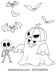 funny halloween coloring page for kids and adults