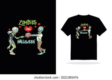 funny Halloween design t-shirt design, love zombie, funny t-shirt