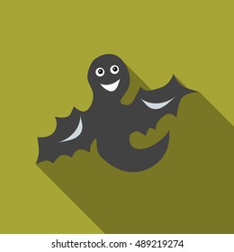 Funny halloween ghost icon in flat style isolated with long shadow vector illustration