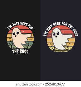 Fantasma divertido de Halloween - Estoy aquí para el diseño de la camiseta de los libros. Camiseta de Halloween Retro Antiguas.