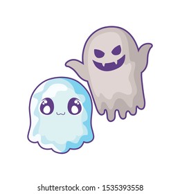 funny halloween ghost on white background vector illustration design