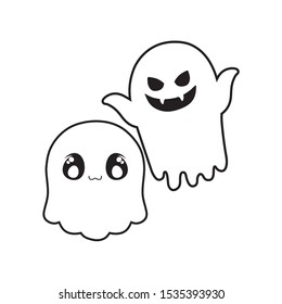 funny halloween ghost on white background vector illustration design