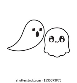 funny halloween ghost on white background vector illustration design