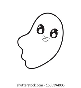 funny halloween ghost on white background vector illustration design