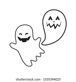 funny halloween ghost on white background vector illustration design