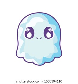 funny halloween ghost on white background vector illustration design