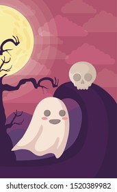 funny halloween ghosts on halloween scene