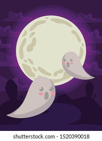 funny halloween ghosts on halloween scene