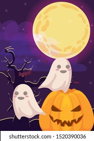 funny halloween ghosts on halloween scene