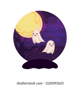 funny halloween ghosts on halloween scene