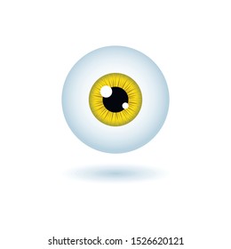 Funny Halloween greeting card monster yellow eyes. Vector isolated illustration on white background with shadow