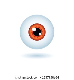 Funny Halloween greeting card monster Red eyes. Vector isolated illustration on white background with shadow