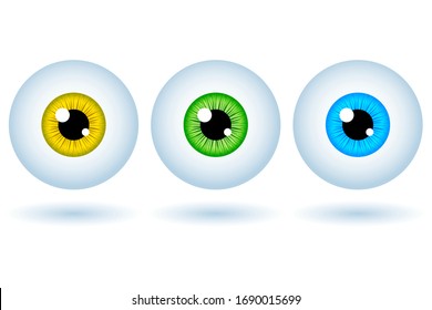 Funny Halloween greeting card monster set eyes. Vector isolated illustration on white background