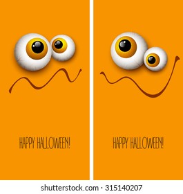 Funny Halloween greeting card monster eyes. Vector illustration