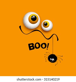 Funny Halloween greeting card monster eyes. Vector illustration 