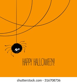 Funny Halloween greeting card with monster with eyes. Vector illustration EPS 10