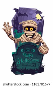  Funny halloween mummy character 