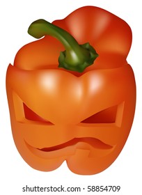 The Funny halloween orange pumpkin with face