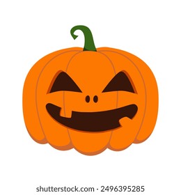 Funny Halloween orange pumpkin - Jack o'lantern. Vector illustration isolated on a white background