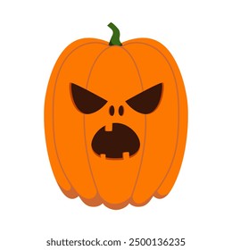 Funny Halloween orange pumpkin - Jack o'lantern. Vector illustration isolated on a white background