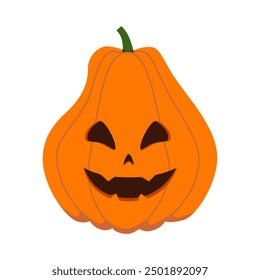 Funny Halloween orange pumpkin - Jack o'lantern. Vector illustration isolated on a white background