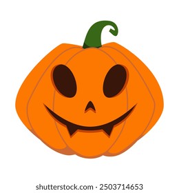 Funny Halloween orange pumpkin - Jack o'lantern. Vector illustration isolated on a white background