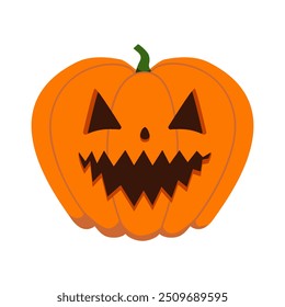 Funny Halloween orange pumpkin - Jack o'lantern. Vector illustration isolated on a white background