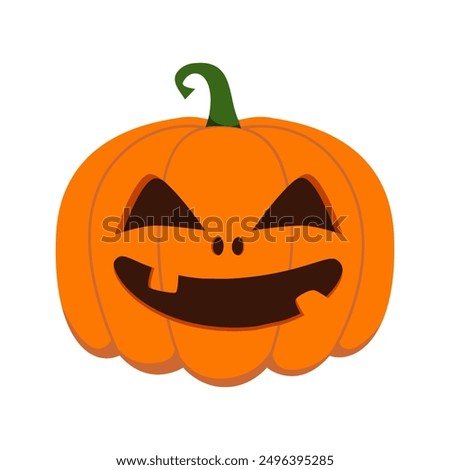 Funny Halloween orange pumpkin - Jack o'lantern. Vector illustration isolated on a white background
