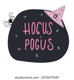 Funny Halloween Party Vector Card. Hocus Pocus