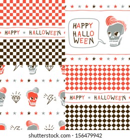 Funny halloween patterns. Rockabily halloween.