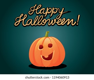 Funny Halloween Pumpkin Cartoon. Cute jack o lantern characters illustration spooky party invitation
