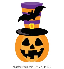 Funny Halloween pumpkin decoration vector cartoon illustration