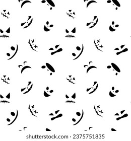 Funny halloween pumpkin eyes lantern seamless pattern background. Funny face expressions. Vector illustration.