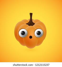 Funny halloween pumpkin face for kids, vector illustration