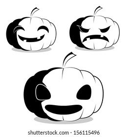 Funny Halloween Pumpkin Head Illustrations