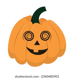 Funny halloween pumpkin. Jack o lantern isolated on white background. Vector illustration