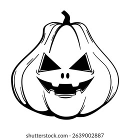 Funny Halloween pumpkin - Jack o'lantern, sketch style. Vector illustration isolated on a white background