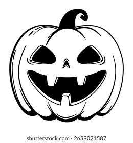 Funny Halloween pumpkin - Jack o'lantern, sketch style. Vector illustration isolated on a white background