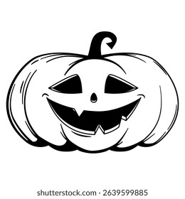 Funny Halloween pumpkin - Jack o'lantern, sketch style. Vector illustration isolated on a white background