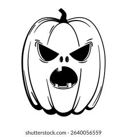 Funny Halloween pumpkin - Jack o'lantern, sketch style. Vector illustration isolated on a white background