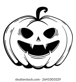 Funny Halloween pumpkin - Jack o'lantern, sketch style. Vector illustration isolated on a white background
