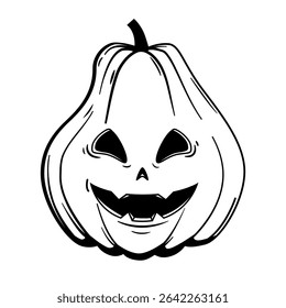 Funny Halloween pumpkin - Jack o'lantern, sketch style. Vector illustration isolated on a white background