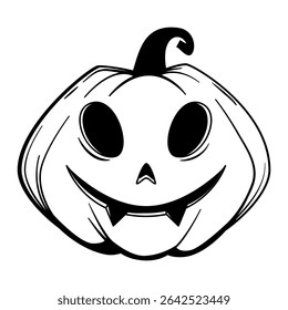 Funny Halloween pumpkin - Jack o'lantern, sketch style. Vector illustration isolated on a white background