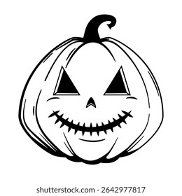 Funny Halloween pumpkin - Jack o'lantern, sketch style. Vector illustration isolated on a white background