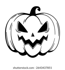 Funny Halloween pumpkin - Jack o'lantern, sketch style. Vector illustration isolated on a white background