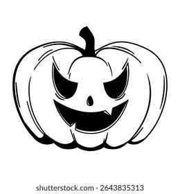 Funny Halloween pumpkin - Jack o'lantern, sketch style. Vector illustration isolated on a white background