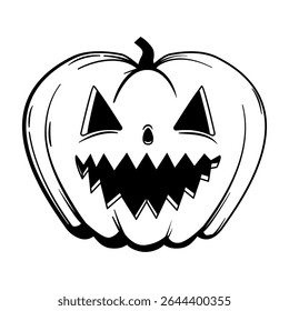 Funny Halloween pumpkin - Jack o'lantern, sketch style. Vector illustration isolated on a white background