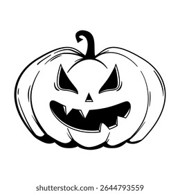 Funny Halloween pumpkin - Jack o'lantern, sketch style. Vector illustration isolated on a white background