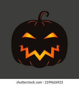 Funny Halloween pumpkin. A jack-o'-lantern isolated on a dark background. Vector illustration