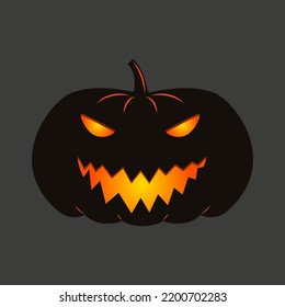 Funny Halloween pumpkin. A jack-o'-lantern isolated on a dark background. Vector illustration